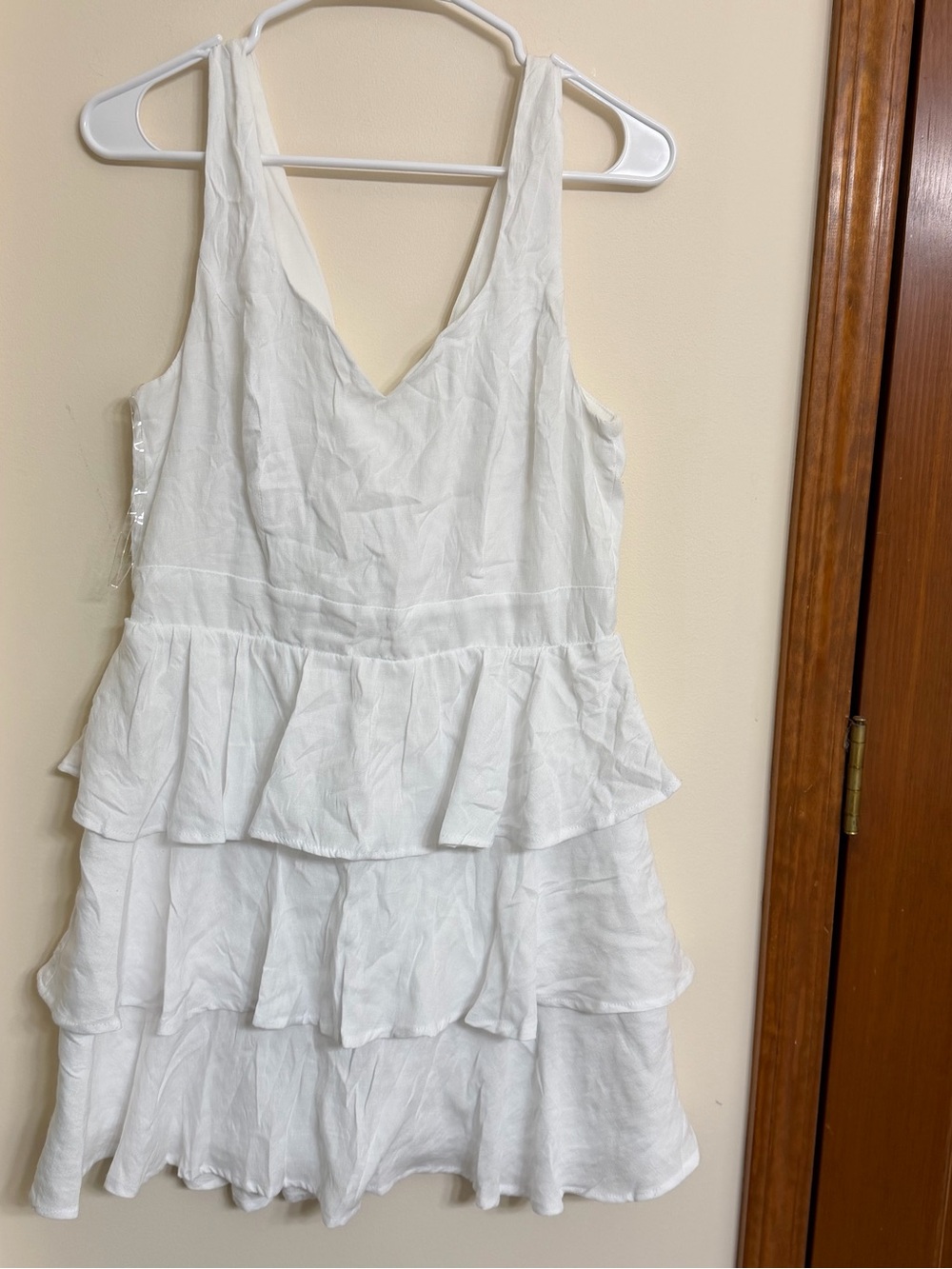Altar'd State White Tiered V-Neck Mini Dress